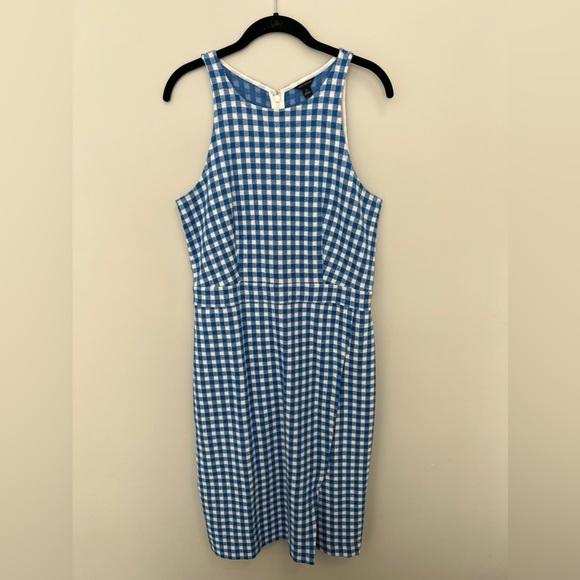 Ann Taylor Dresses & Skirts - Ann Taylor Blue White Gingham Sheath Dress 8T NWT